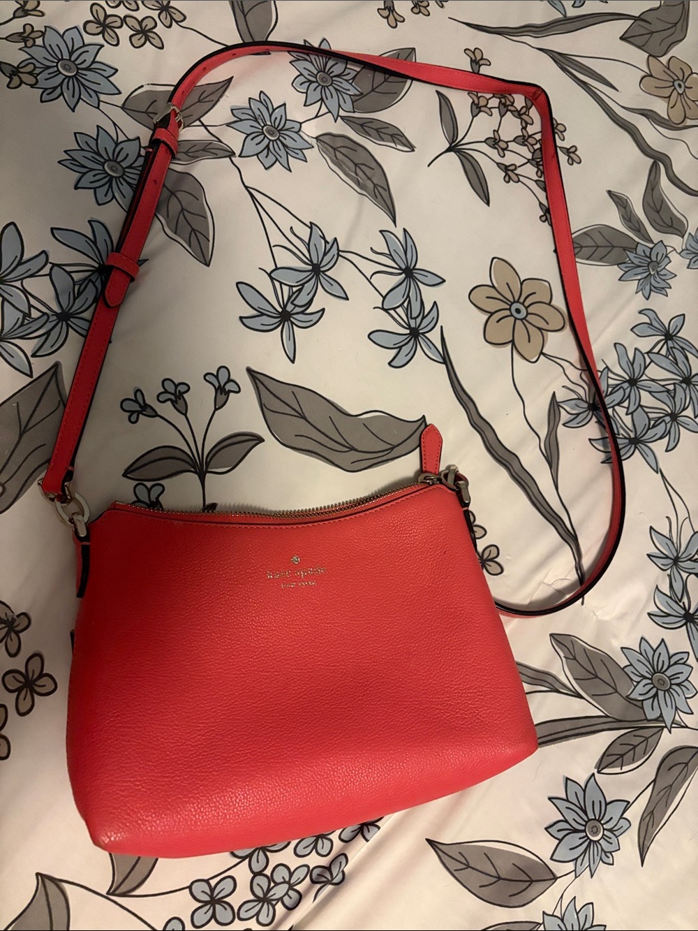 kate spade Coral-Red Leather Crossbody Bag - Picture 1 of 5